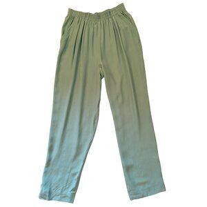 Y2K IB Diffusion Dusty Teal Silk Trousers Size 12 Pleated Soft Flowy Pants NWT